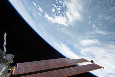 Solar power from space is the next frontier. Seen here, International Space Station solar array panels. (NASA)