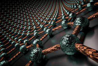 A single bond between a gold-tipped atomic force microscope and a layer of graphene was controlled by changing the direction of electric voltage: a positive voltage from carbon to gold strengthened the bond, while a negative voltage weakened it. Above, a rendering of a graphene surface. (Shutterstock)
